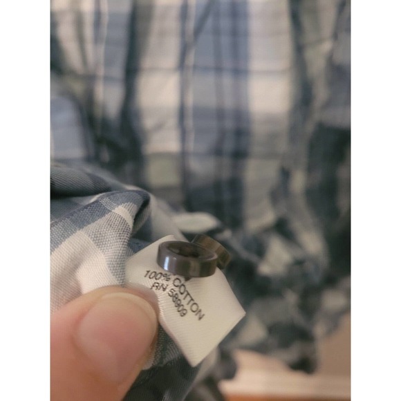 Casuals Roundtree & Yorke Label Dress Shirt Woven Button Front 2XTall Blue Check - Picture 7 of 7